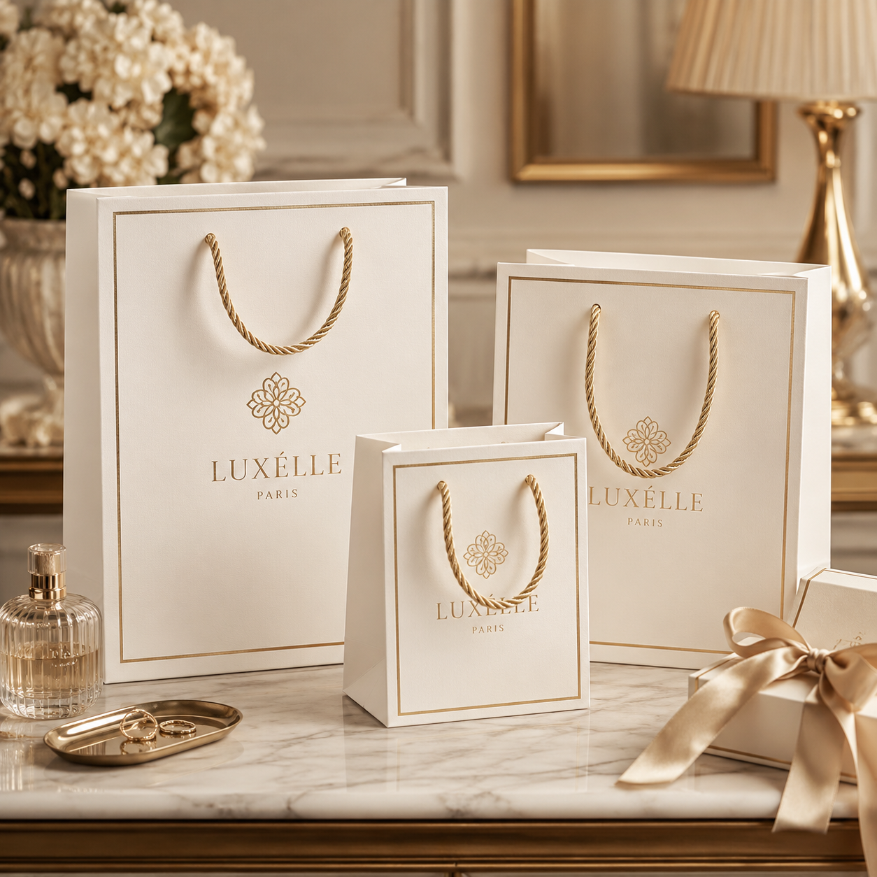 Luxury foil white-card bag